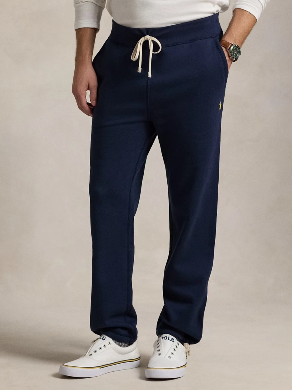 Polo Ralph Lauren fleece string sweatpants Aviator Navy Yellow Pony Sz XS 30/28